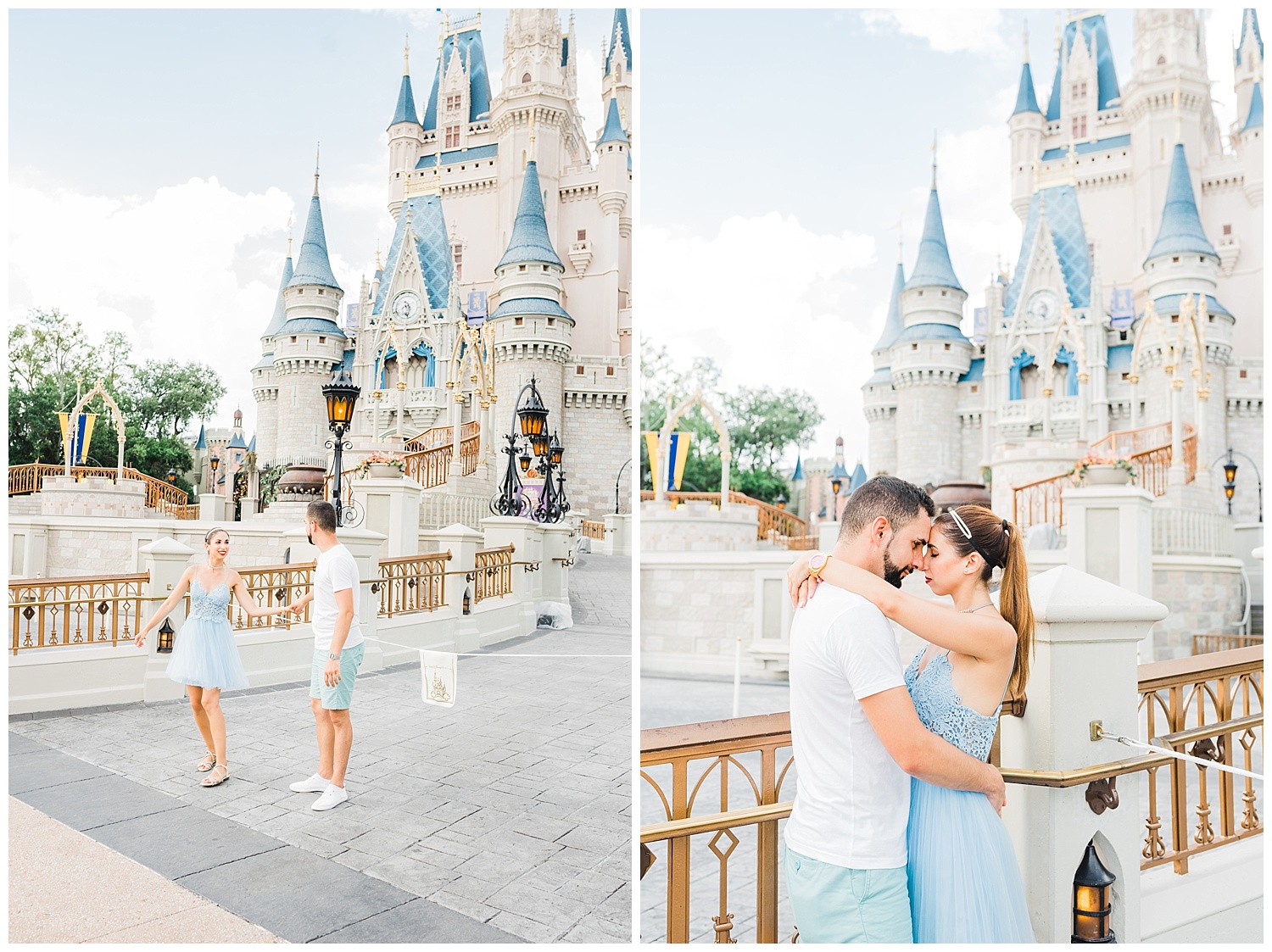 Couple in front of Cinderella’s Castle