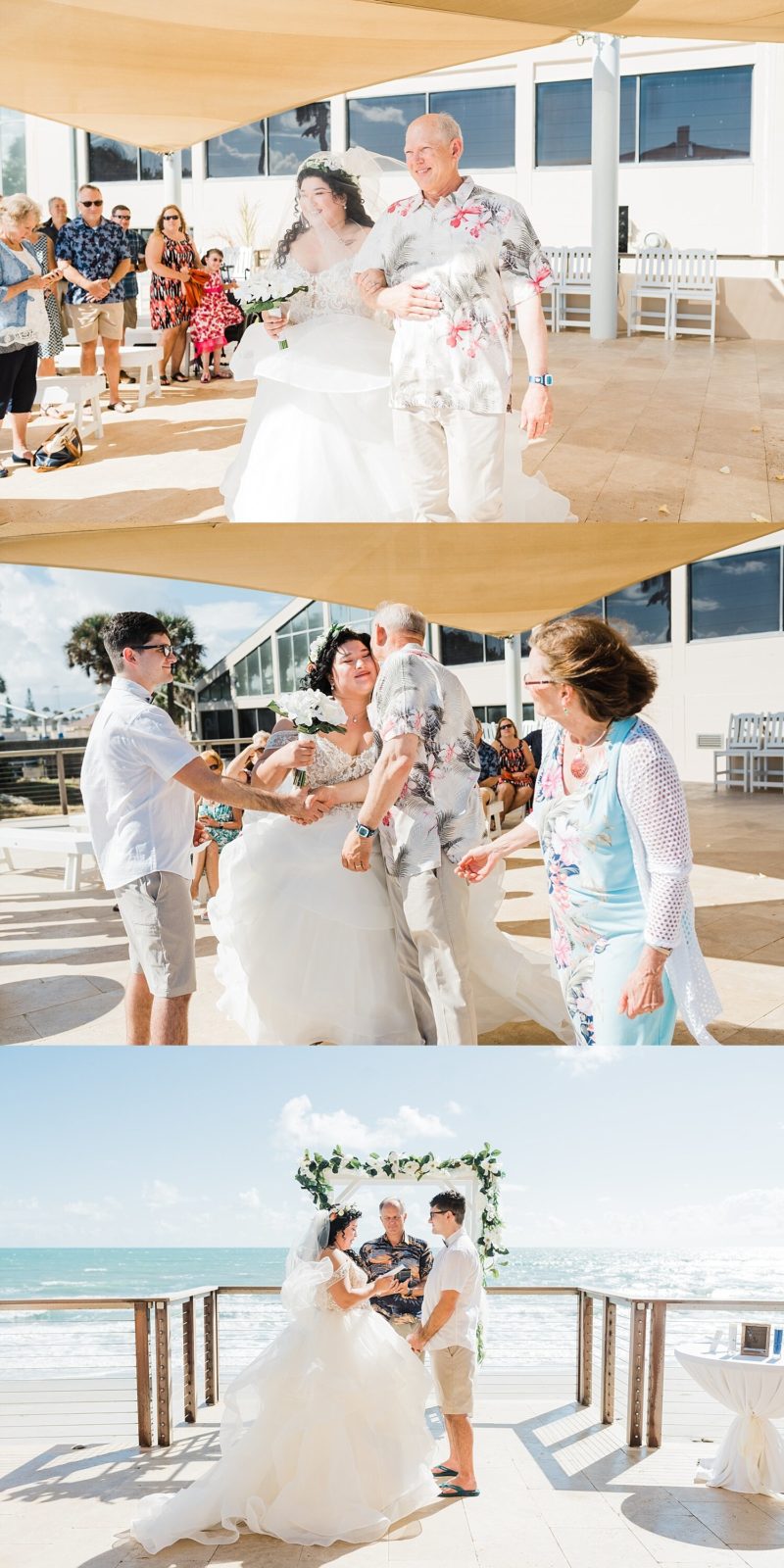 A sunny morning beach wedding ceremony in cocoa, fl