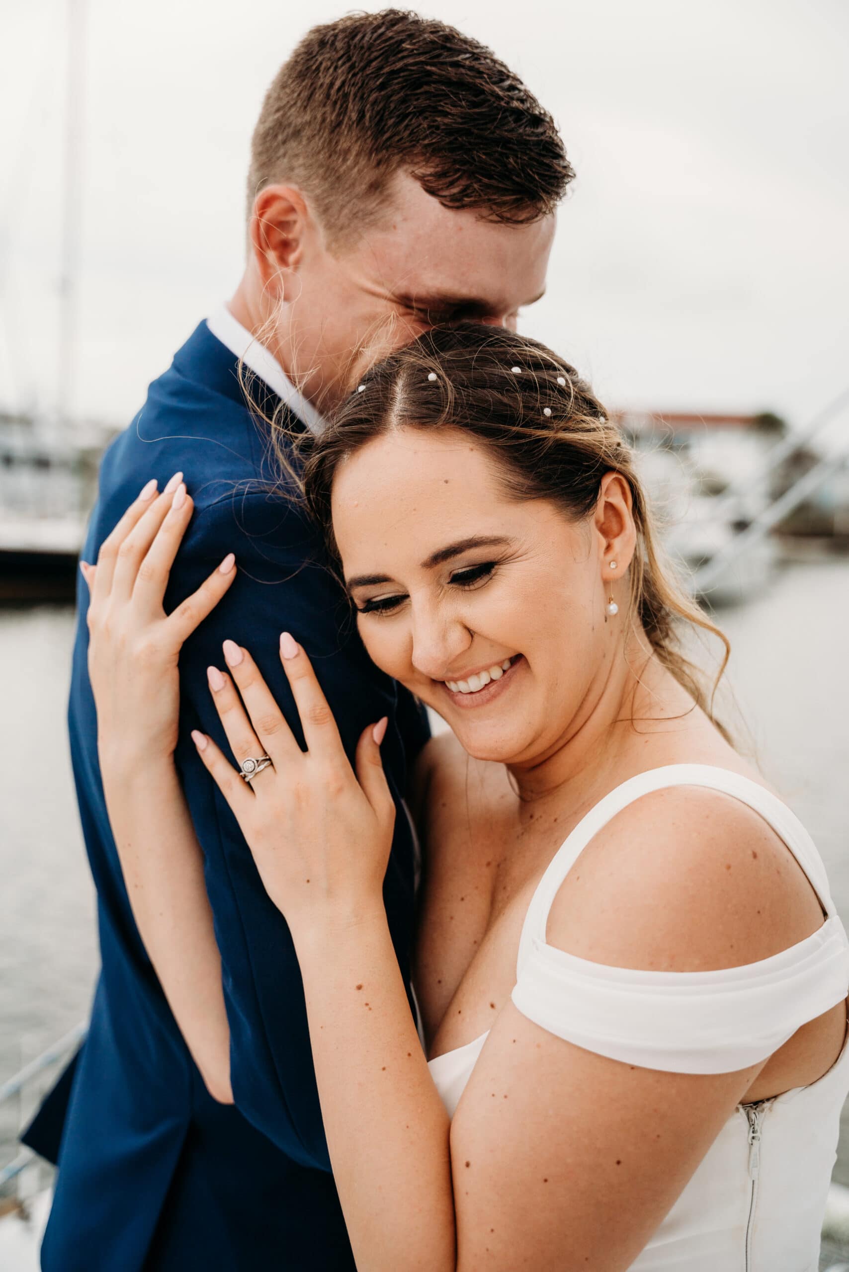 elopement portraits in st. augustine on a boat