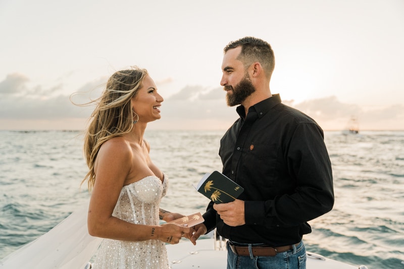 couple exchanges vows on a boat in florida