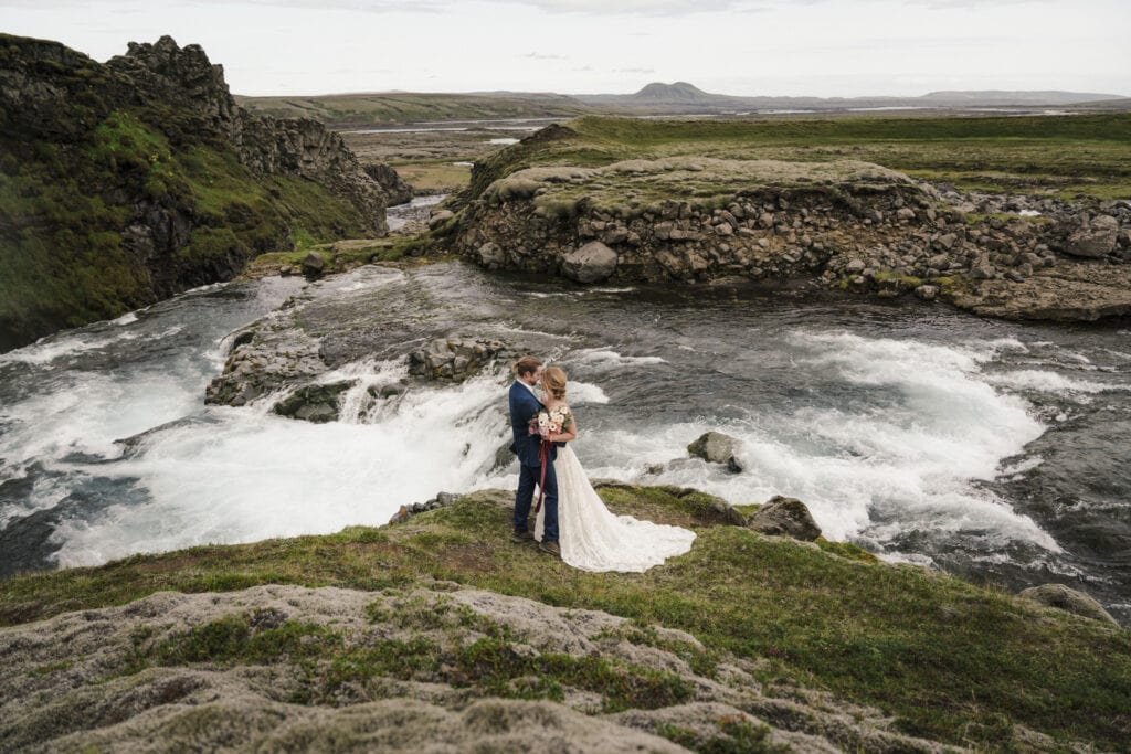 iceland vow renewal with waterfall